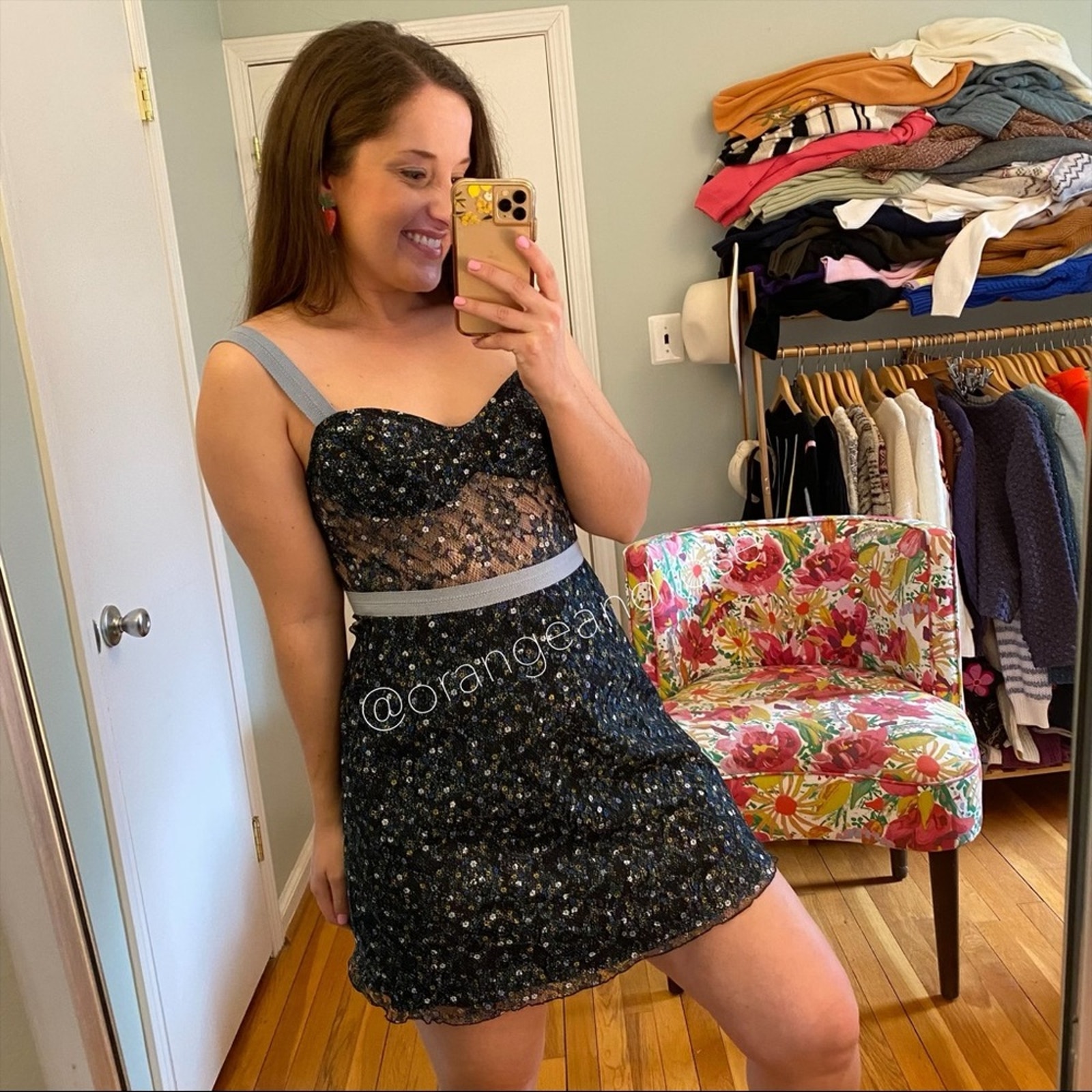 Nwt Allen Schwartz Blue Black Dainty Floral Mesh Sexy Bustier Eden Mini Dress 4 — image 2 of 8